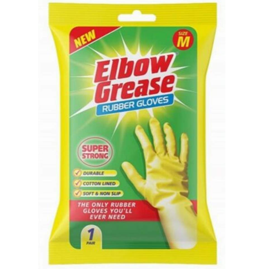 ELBOW GREASE SUPER STRONG RUBBER GLOVES MEDIUM