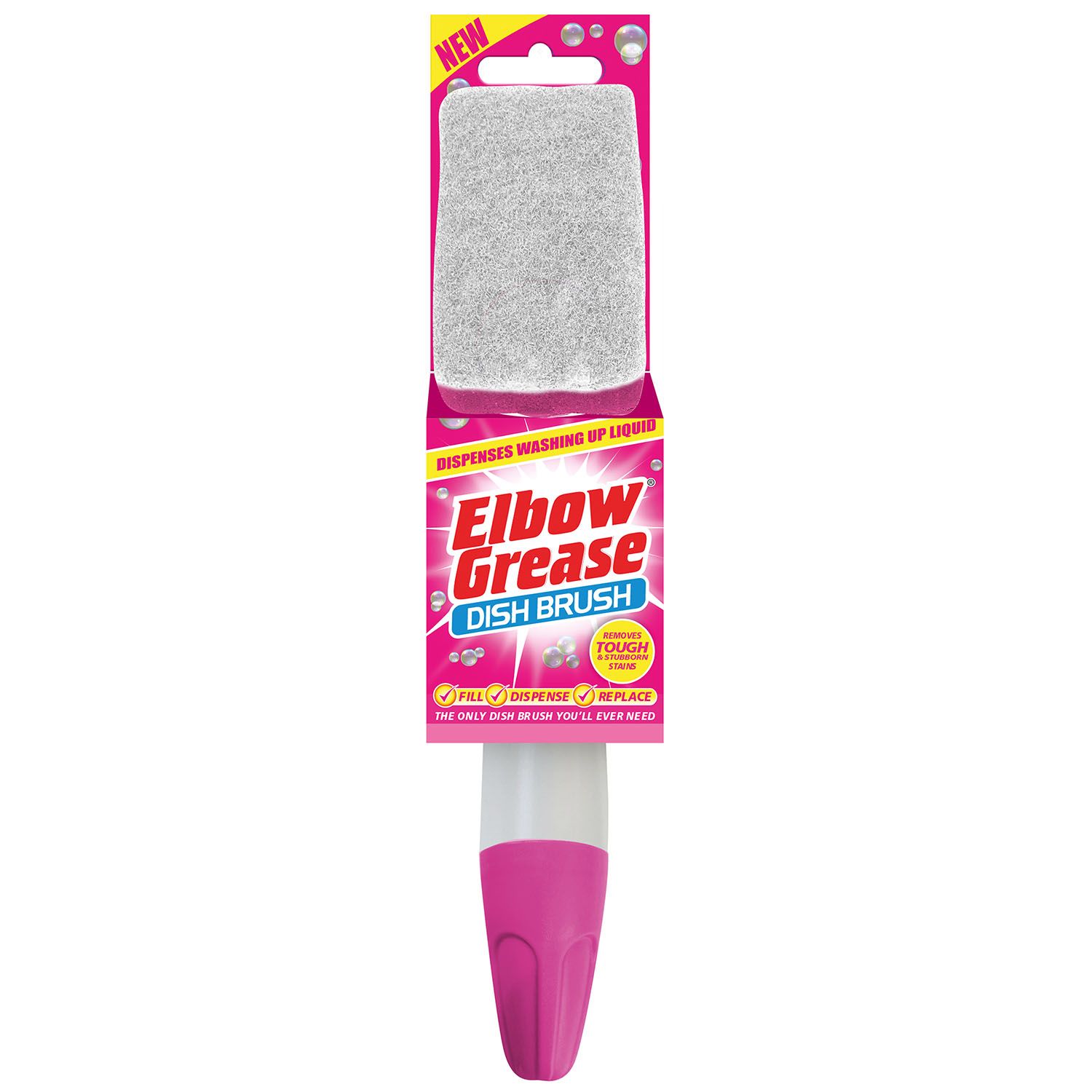 Elbow Grease Dispensing Pink Dish Brush